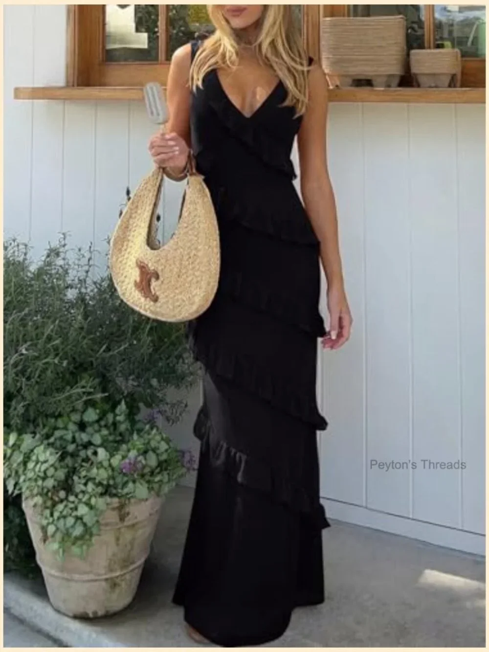 V Neck Mesh Maxi Cocktail Dress Bodycon Ruffle Backless Long Wedding Guest - Picture 6 of 7